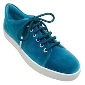 Manolo Blahnik-Manolo Blahnik Deep Turquoise Velvet Samanada Sneakers-Blue