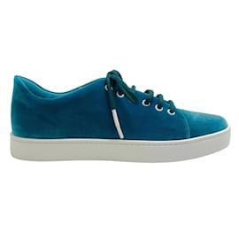 Manolo Blahnik-Manolo Blahnik Deep Turquoise Velvet Samanada Sneakers-Blue
