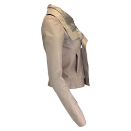Rick Owens-Rick Owens Taupe Moto Zip calf leather Leather Jacket-Beige