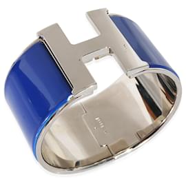 Hermès-Hermès Cobalt Enamel Palladium Extra Wide Clic Clac H Bracelet-Other
