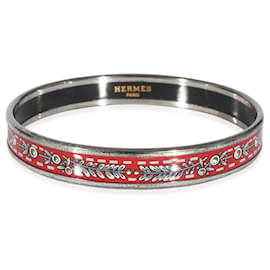 Hermès-Hermès Red Enamel Palladium Narrow Bracelet 62-Other