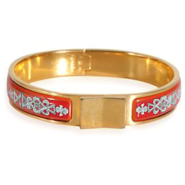 Hermès-Hermès Vintage Red Enamel Gold Loquet Narrow Bracelet-Other
