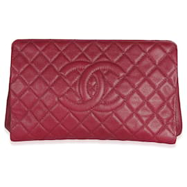 Chanel-Pochette à cadre intemporel Caviar CC matelassé rose foncé Chanel-Rose