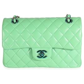 Chanel-Chanel Green Quilted Lambskin Rainbow Small Classic Double Flap Bag-Green
