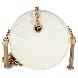 Saint Laurent-Saint Laurent Crema Soft Quilted Lambskin Le Maillon Round Tassel Chain Bag-Beige