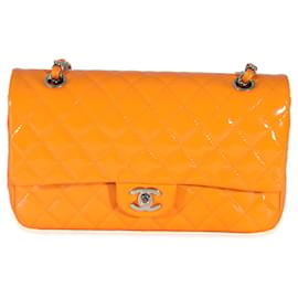 Chanel-Chanel Orange Quilted Patent Medium Classic gefütterte Flap Bag-Orange