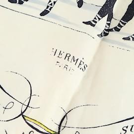 Hermès-Lenço de seda HERMES T.  Seda-Azul marinho