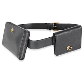 Gucci-Sac ceinture doublé Marmont en cuir noir Gucci-Noir