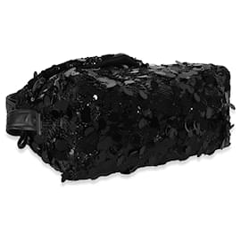 Prada-Bolsa Prada Black Vitello com acabamento em lantejoulas Signaux Paillettes-Preto