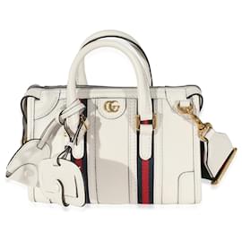 Gucci-Gucci White calf leather Mini lined G Top Handle Bag-White