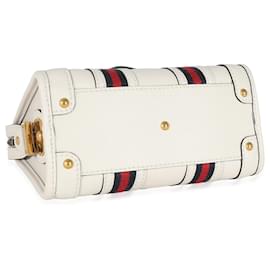 Gucci-Gucci White calf leather Mini lined G Top Handle Bag-White