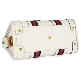 Gucci-Gucci White Calfskin Mini Double G Top Handle Bag-White