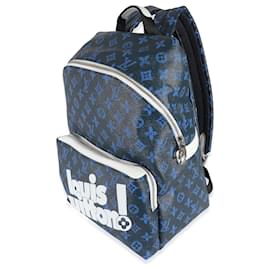 Louis Vuitton-Louis Vuitton Blue Monogram Canvas Everyday Discovery Backpack-White,Blue