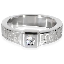 Versace Greek Key Design Diamond Ring in 18K white gold, 0.07 ctw Other