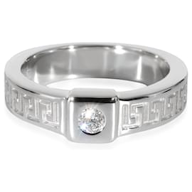Versace-Versace Greek Key Design Diamond Ring in 18K white gold, 0.07 ctw-Other