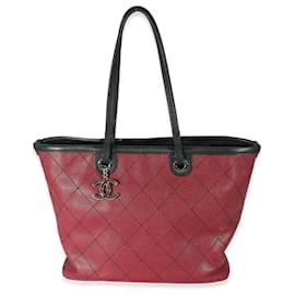 Chanel-Chanel Burgundy Quilted Caviar Fever Tote-Dark red