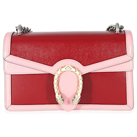Gucci-Gucci Red Pink Azalea Calfskin Enamel Small Dionysus-Pink,Red