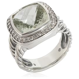 David Yurman-David Yurman Albion Prasiolite & Diamond Ring in Sterling Silver, 11mm-Other