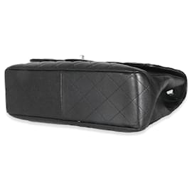 Chanel-Chanel Black Quilted Caviar Jumbo Classic Single Flap Handbag-Black