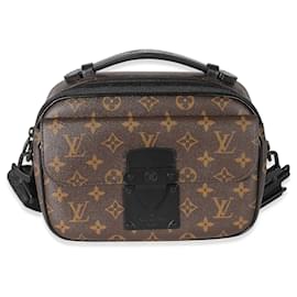 Louis Vuitton-Louis Vuitton Monograma Macassar Canvas S Lock Messenger-Castaño,Negro