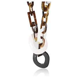 Hermès-Hermes Duncan-Halskette aus lackiertem Holz aus Büffelhorn-Braun,Schwarz