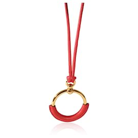 Hermès-Hermès Rose Mexico Swift Pendentif Boucle Plaqué Or-Autre