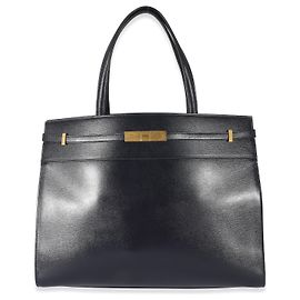 Bolsa de compras média Manhattan em couro de bezerro azul marinho Saint Laurent Azul