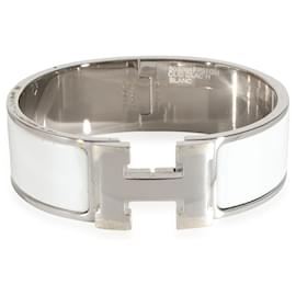 Hermès-Bracelet Clic Clac H Hermès Émail Blanc Palladium-Autre