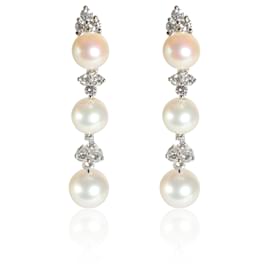 Tiffany & Co-TIFFANY & CO. Boucles d'oreilles Aria Pearl avec vestes en platine 0.62 ctw-Autre