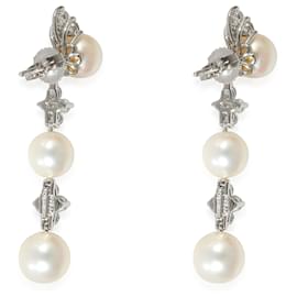 Tiffany & Co-TIFFANY & CO. Aria Pearl Earrings with Jackets in Platinum 0.62 ctw-Other