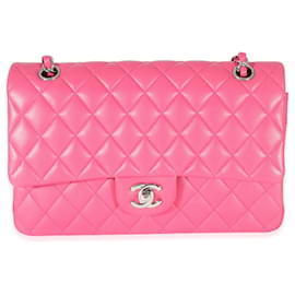 Chanel-Chanel Pink Quilted Lambskin Medium Classic Double Flap Bag-Pink