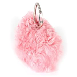 Chanel-Portacarte Chanel con gancio gioiello in pelle di agnello shearling rosa-Rosa