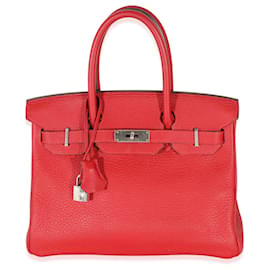 Hermès-Hermès Rouge Casaque Clémence Birkin 30 PHW-Roja