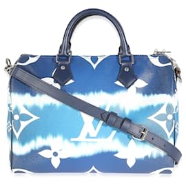 Louis Vuitton-Louis Vuitton Speedy Bandouliere in tela con monogramma blu Escale 30-Bianco,Blu