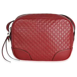 Gucci-Gucci Mini Bree Messenger de couro vermelho Microguccissima-Vermelho