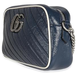 Gucci-Gucci Petit sac à bandoulière Torchon GG Marmont en cuir matelasse blanc marine-Blanc,Bleu