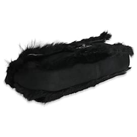Chanel-Chanel Black Horizontal Stitch Shearling CC Flap Bag-Black