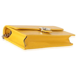 Gucci-Carteira de couro de bezerro Gucci Yellow Dollar com corrente G intertravada-Amarelo