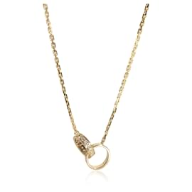 Cartier-Cartier Love Interlocking Circle Necklace in 18k yellow gold 0.22 ctw-Other