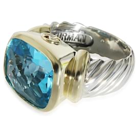David Yurman-David Yurman Noblesse Blue Topaz Ring in Yellow Gold/sterling silver-Other