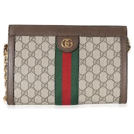 Gucci-Gucci Beige GG Supreme Small Ophidia Web Chain Bag-Brown,Red,Beige,Green