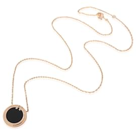 Tiffany & Co-TIFFANY & CO. T Black Onyx & Diamond Circle Pendant in 18k Rose Gold 0.05 ctw-Other