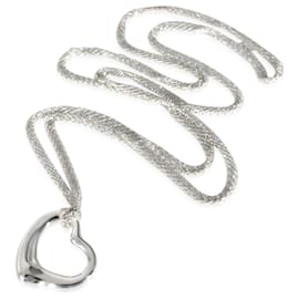 Tiffany & Co-TIFFANY & CO. ELSA PERETTI 36mm Open Heart Pendant On Mesh Chain Sterling Silver-Other