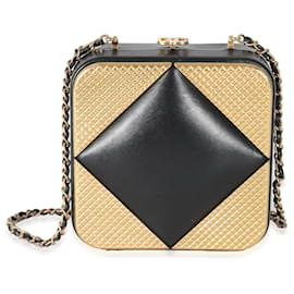 Chanel-Chanel Black Lambskin Gold Metal Square CC Clutch-Other