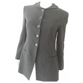 Chaqueta Giorgio Armani Negra con Rayas Blancas de Lana Negro