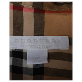 Burberry-Burberry Owen Check Langarmhemd aus brauner Baumwolle-Andere