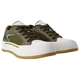 Alexander Mcqueen-Deck Sneakers - Alexander McQueen - pelle di vitello - Kaki-Verde,Cachi