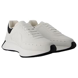 Alexander Mcqueen-Baskets Sprint Runner - Alexander Mcqueen - Cuir - Blanc/black-Blanc