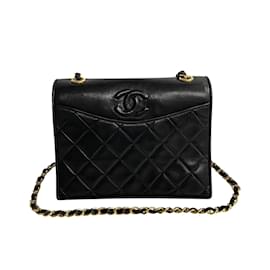 Chanel-Sac bandoulière matelassé à rabat complet CC-Noir