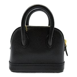 Balenciaga-Logo Ville Small Leather Handbag 639756-Black